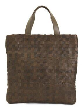 FALOR Made In Italy Leather Woven Shopper Tote
